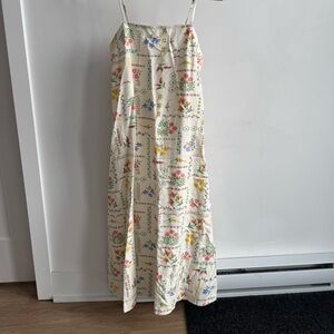 Floral Cream Maxi Slip Dress with Spaghetti Straps